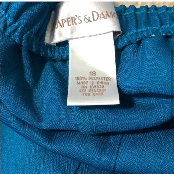 🆕 Drapers & Damons vintage straight leg teal pull on pants plus sz 18 high rise - Picture 5 of 7